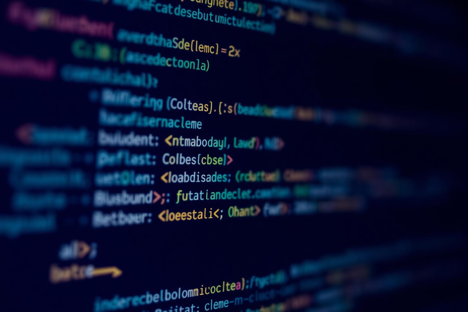 Close-up of source code on a high-resolution display